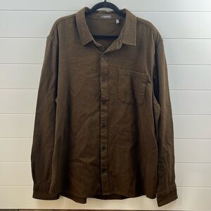 Toad&co men’s Earle ls flannel button down shirt organic cotton size XL brown